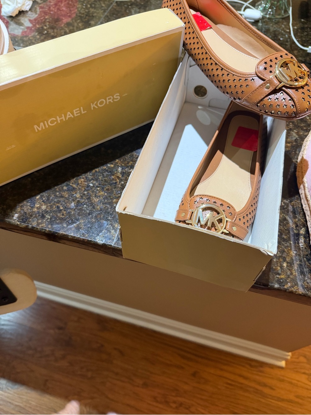 Michael Kors Chestnut Perforated Logo Ballet Flats